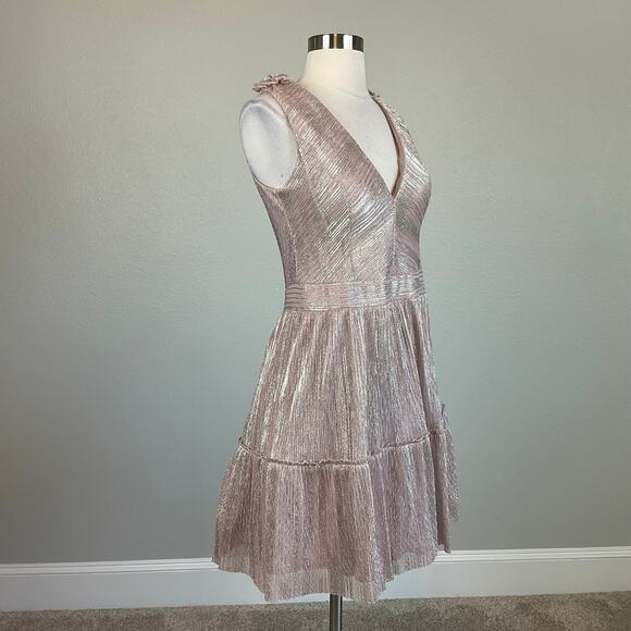 XSCAPE Women's Cocktail Dress Size 8 Pink Metallic Sleeveless Fit and Flare Mini - Picture 2 of 12